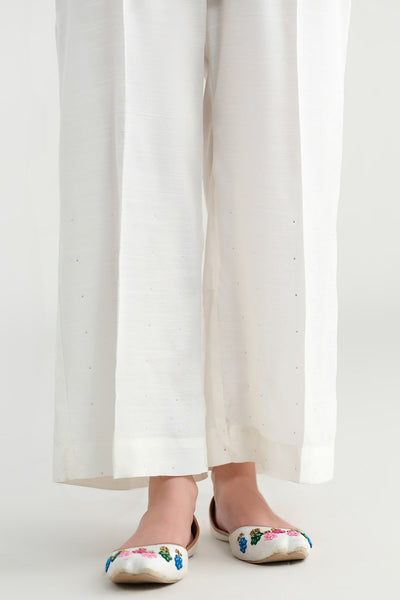 Embellished Raw Silk Trousers - KPS25-P3624 - Shop Now at Kayseria