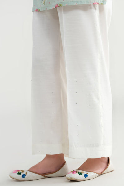 Embellished Raw Silk Trousers - KPS25-P3624 - Shop Now at Kayseria
