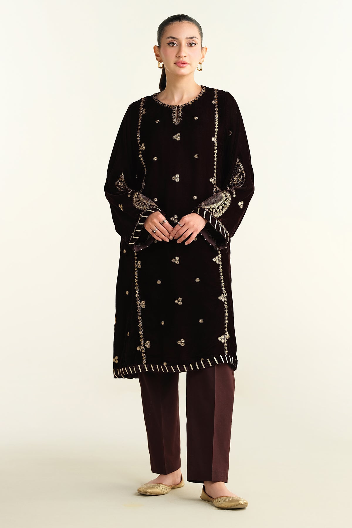 Embroidered Velvet Shirt - KPW24-P3146-146