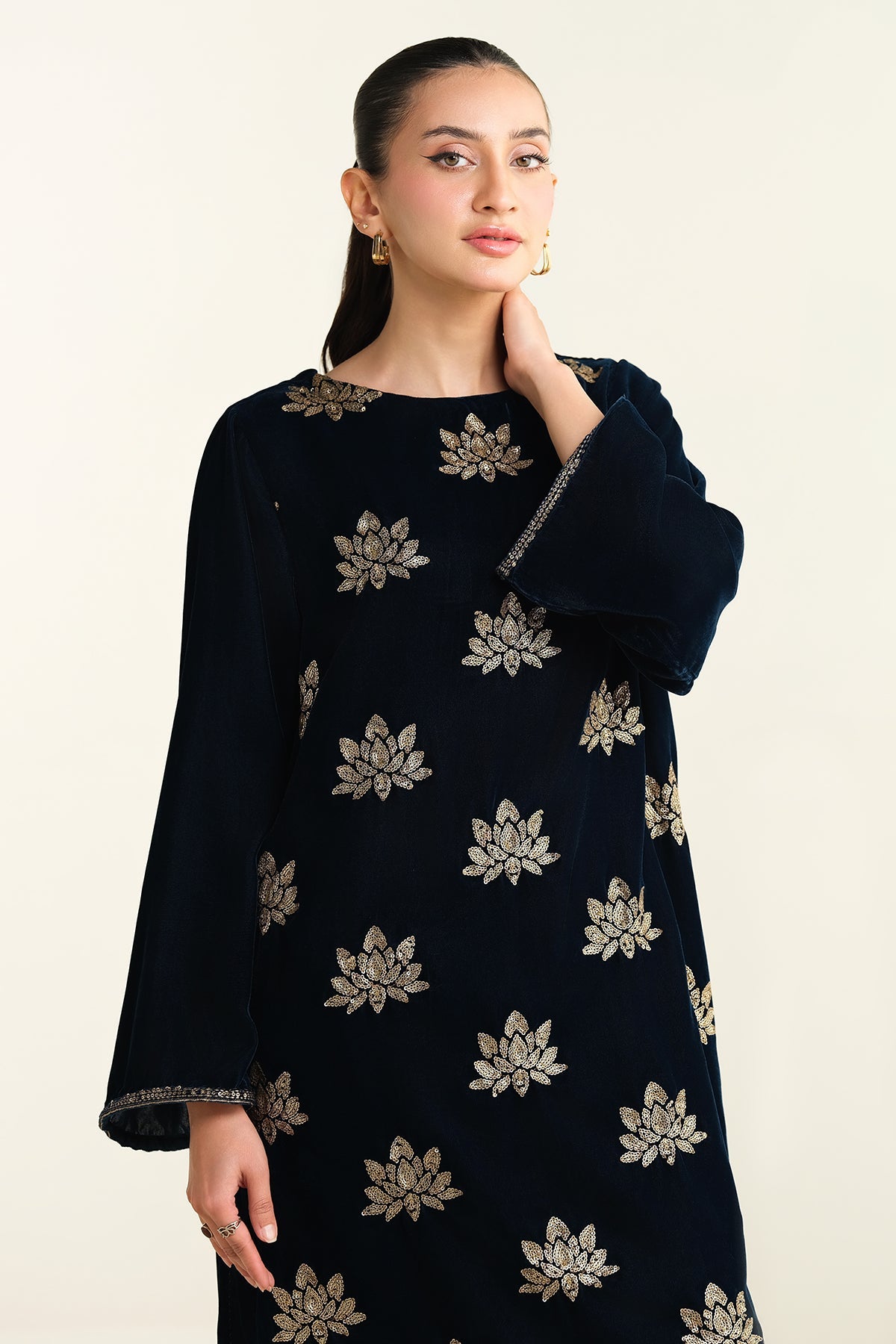 Embroidered Velvet Shirt - KPW24-P3157-157