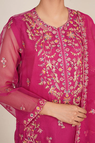 4 Piece - Embroidered Organza Suit - KPW24-P3159-159