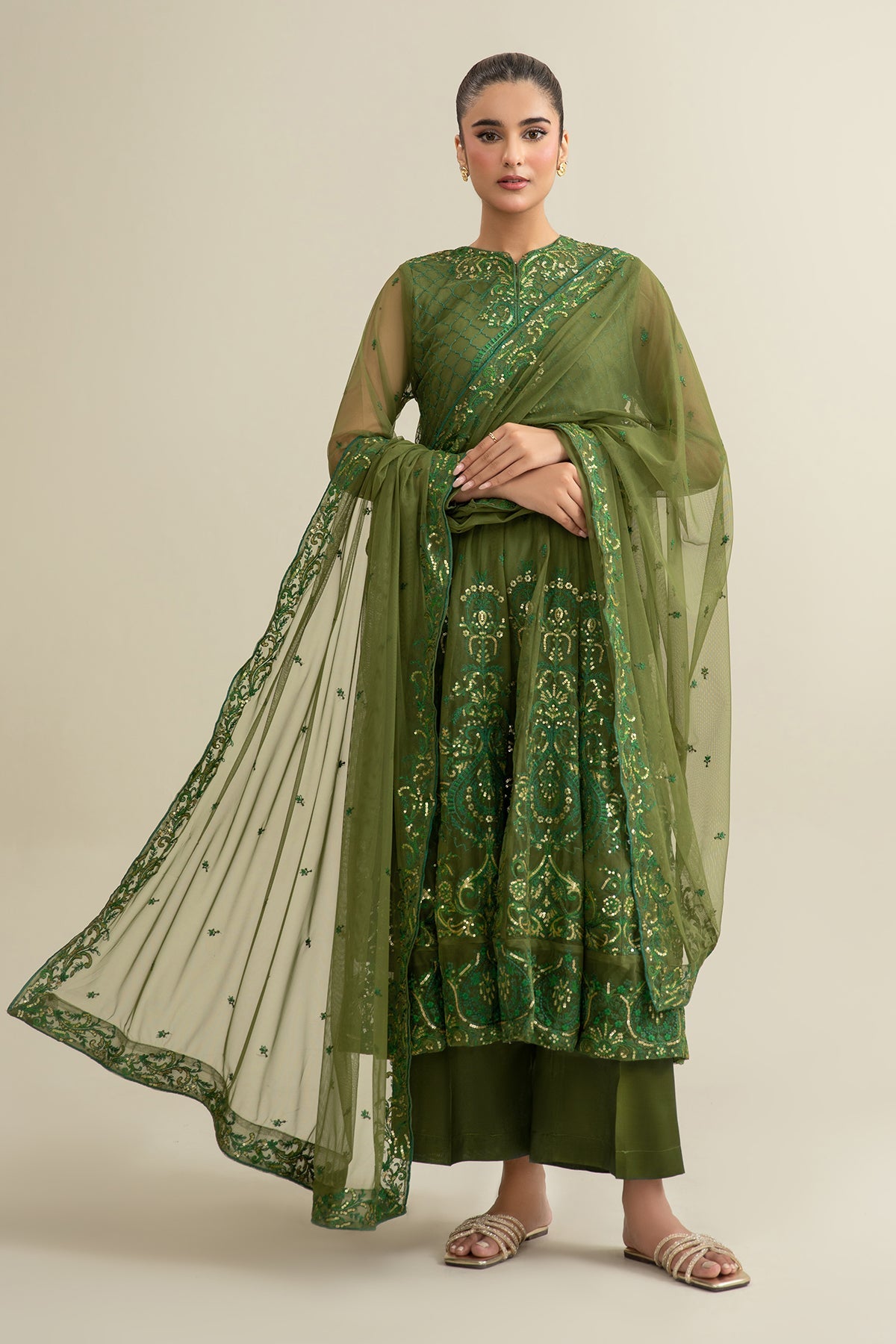 2 Piece - Embroidered Poly Net Suit - KPW24-P3160-160 - Shop Now at Kayseria