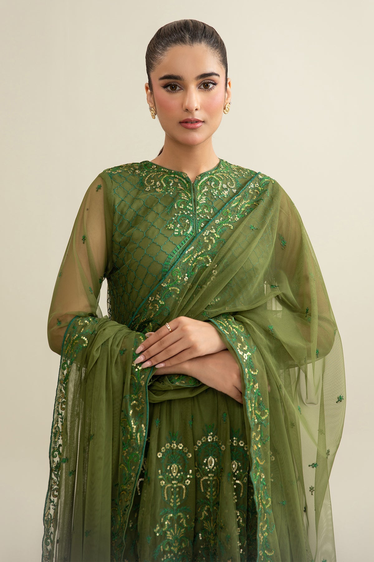 2 Piece - Embroidered Poly Net Suit - KPW24-P3160-160 - Shop Now at Kayseria