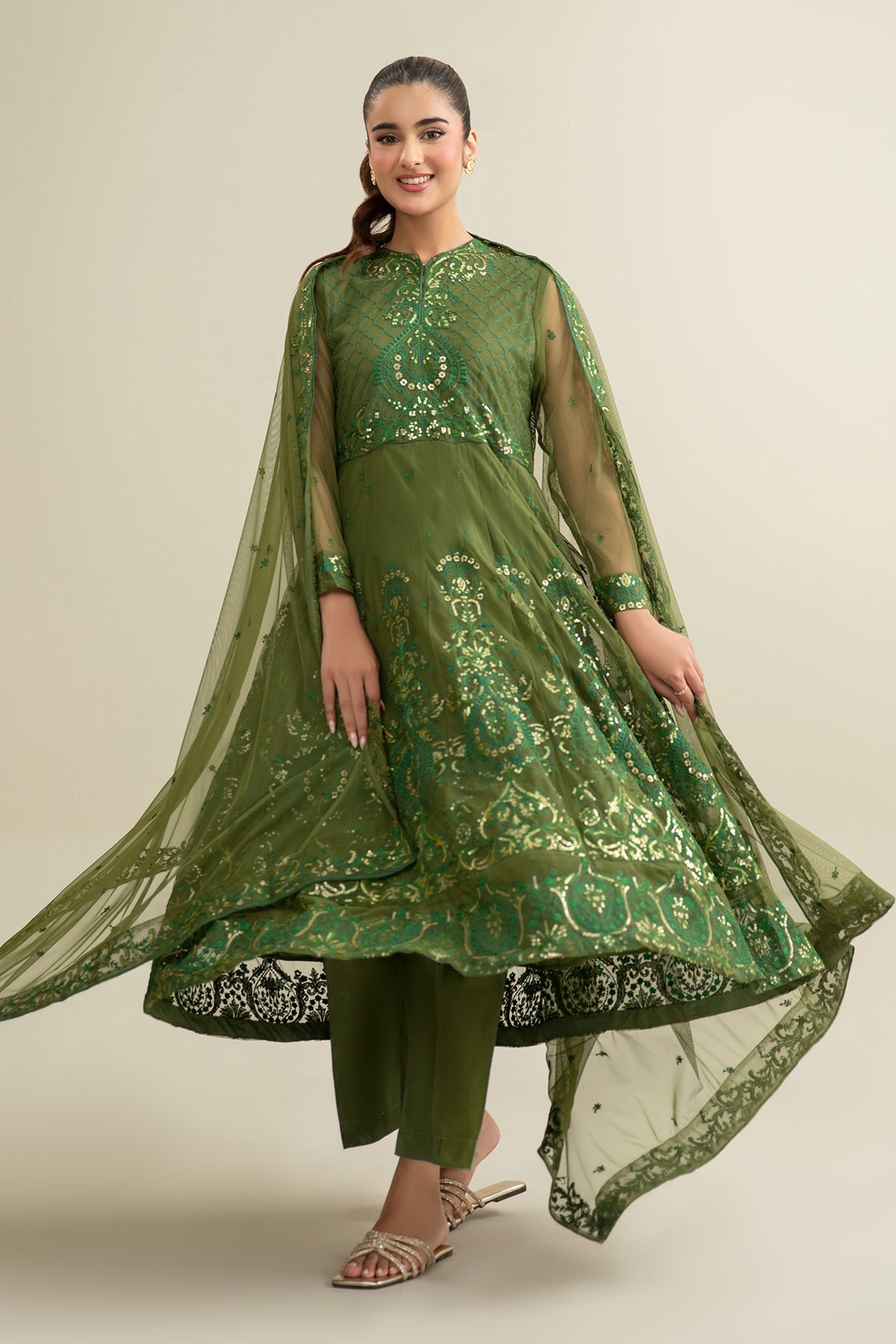 2 Piece - Embroidered Poly Net Suit - KPW24-P3160-160 - Shop Now at Kayseria