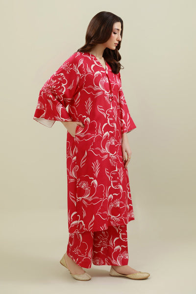 2 Piece - Printed & Embellished Linen Suit - KPW25-P3795 - Shop Now at Kayseria