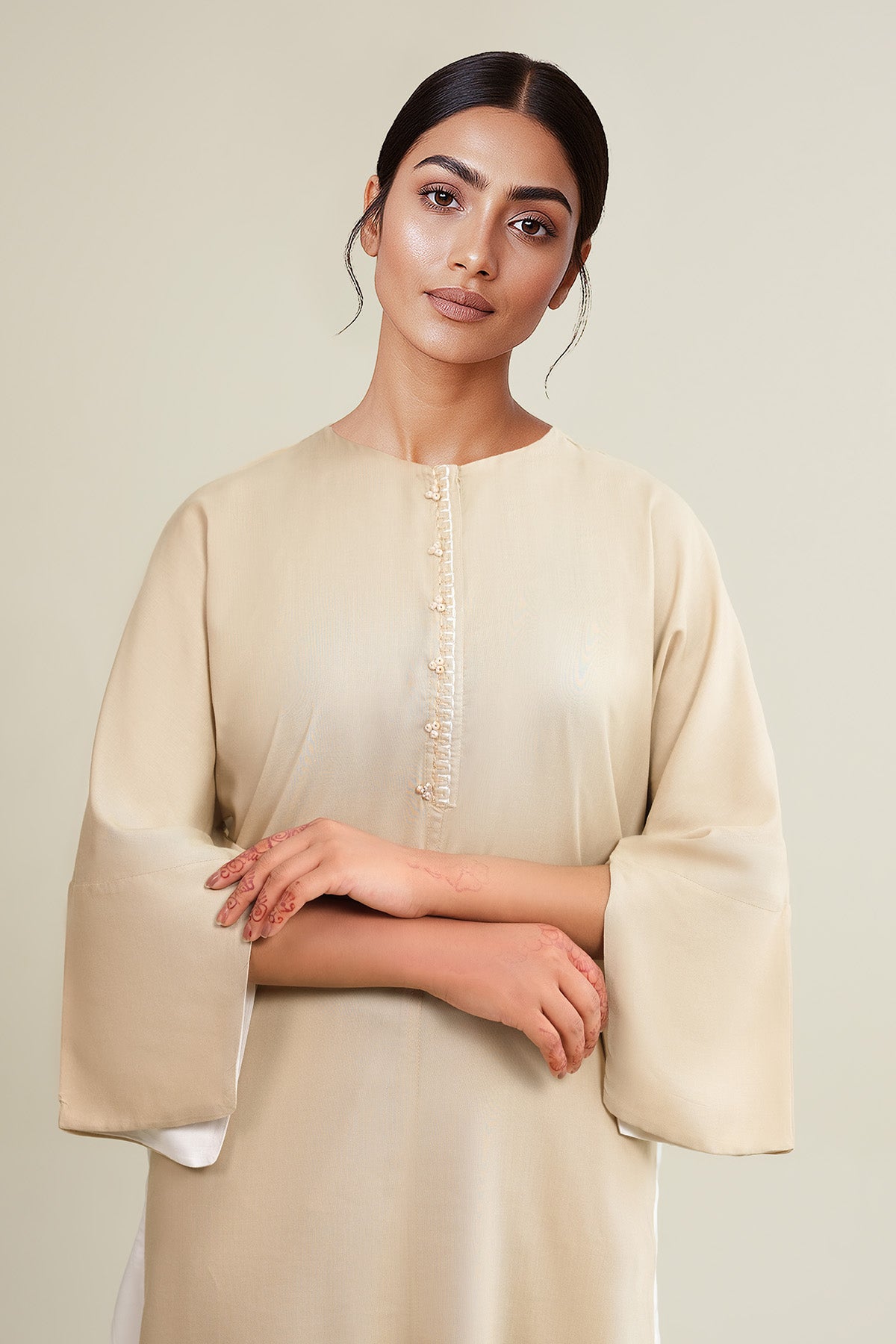 2 Piece - Dyed & Embellished Linen Suit - KPW25-P3665