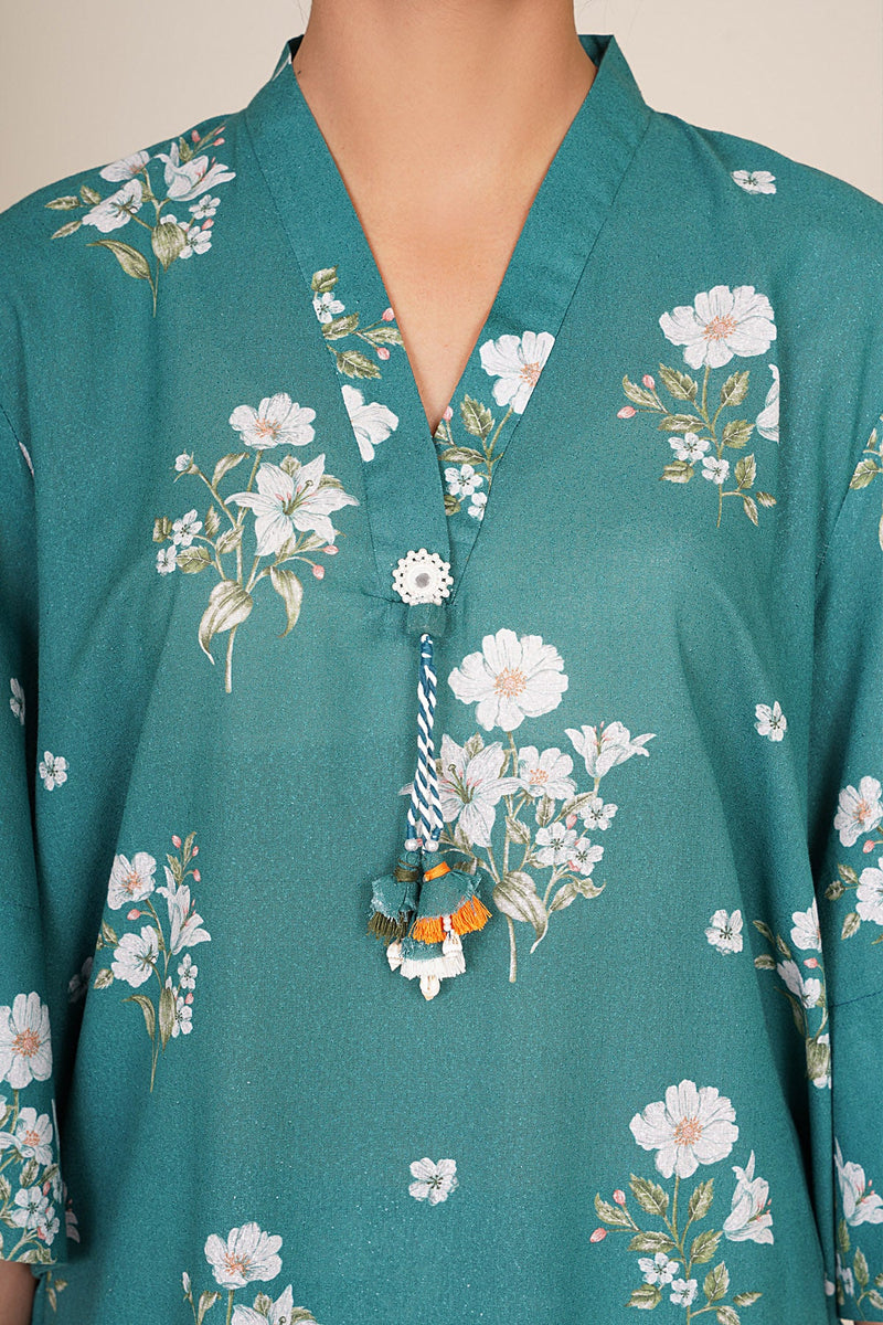 2 Piece - Printed & Embellished Cotton Karandi Suit - KPW25-P3677 - Shop Now at Kayseria