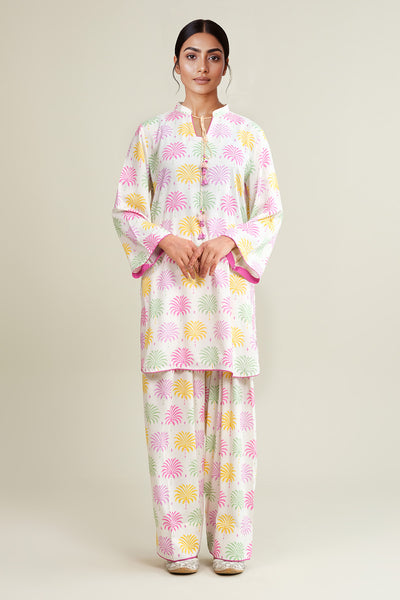 2 Piece - Printed Linen Suit - KPW25-P3731