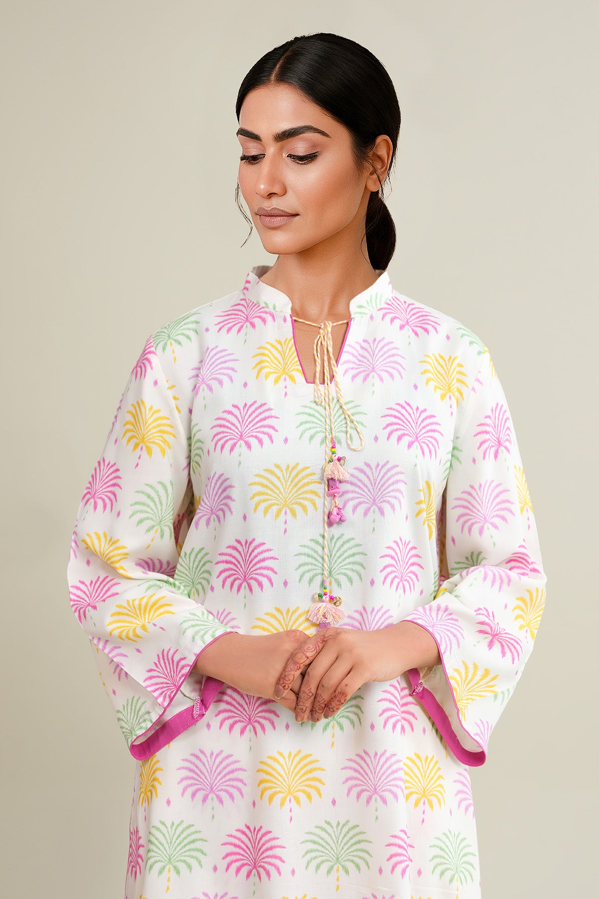 2 Piece - Printed Linen Suit - KPW25-P3731 - Shop Now at Kayseria