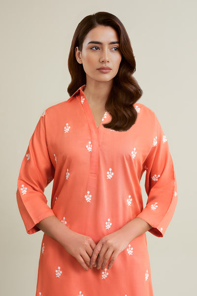 2 Piece - Dyed & Embroidered Linen Suit - KPW25-P3754 - Shop Now at Kayseria