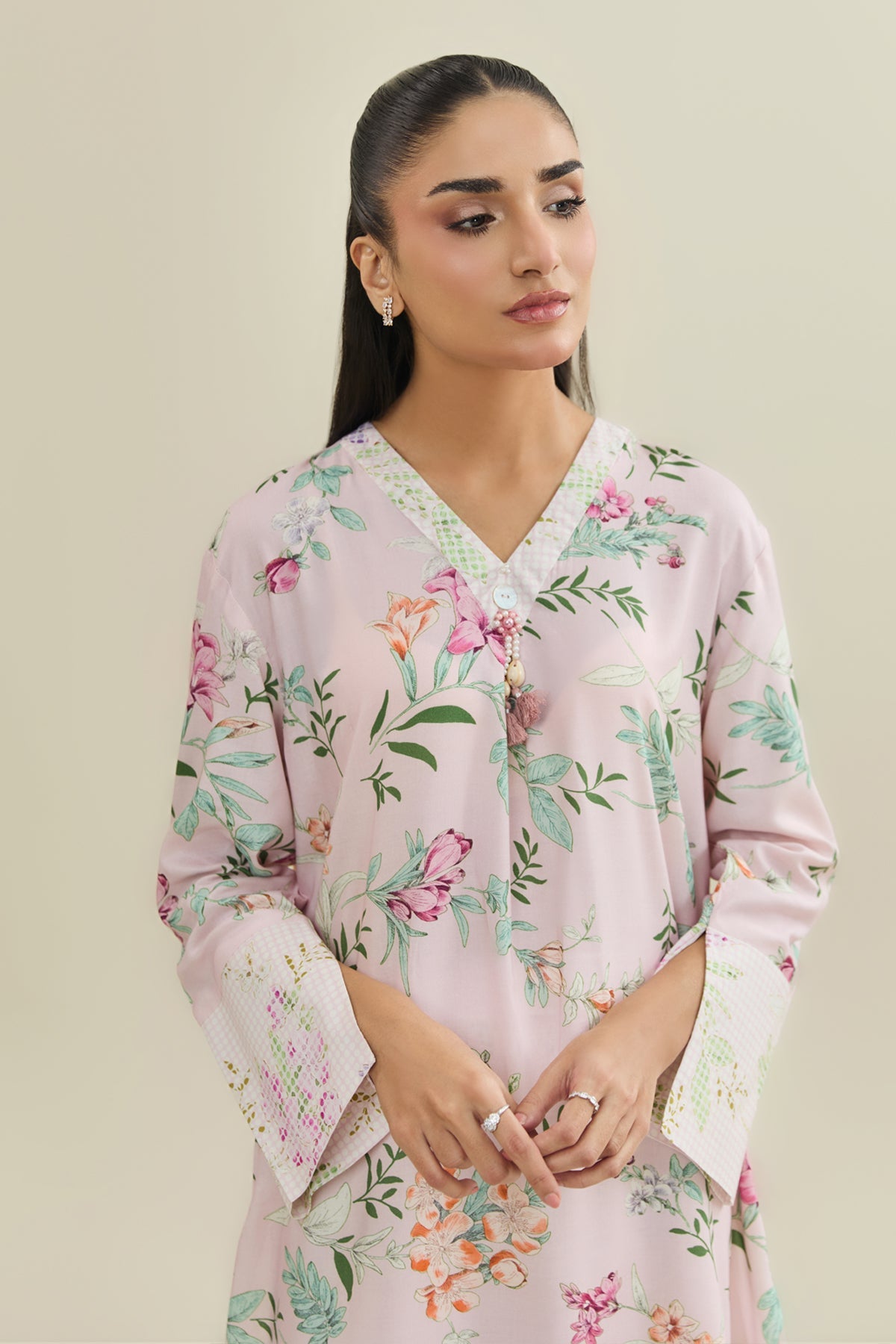 2 Piece - Printed Linen Suit - KPW25-P3798 - Shop Now at Kayseria