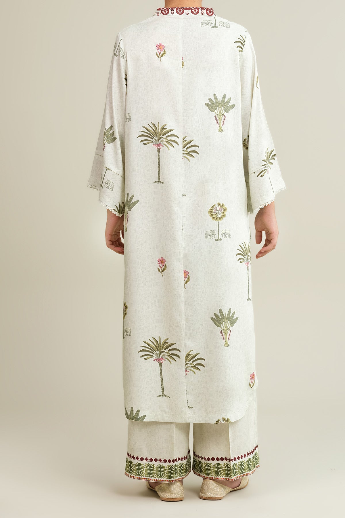 2 Piece - Printed Linen Suit - KPW25-P3816
