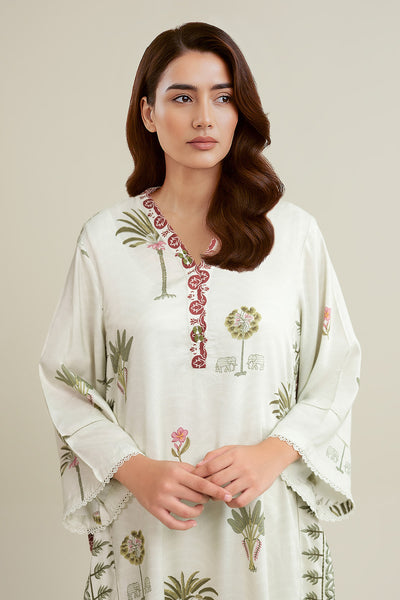 2 Piece - Printed Linen Suit - KPW25-P3816 - Shop Now at Kayseria