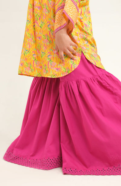 Girl Pink Gharara 1 Piece