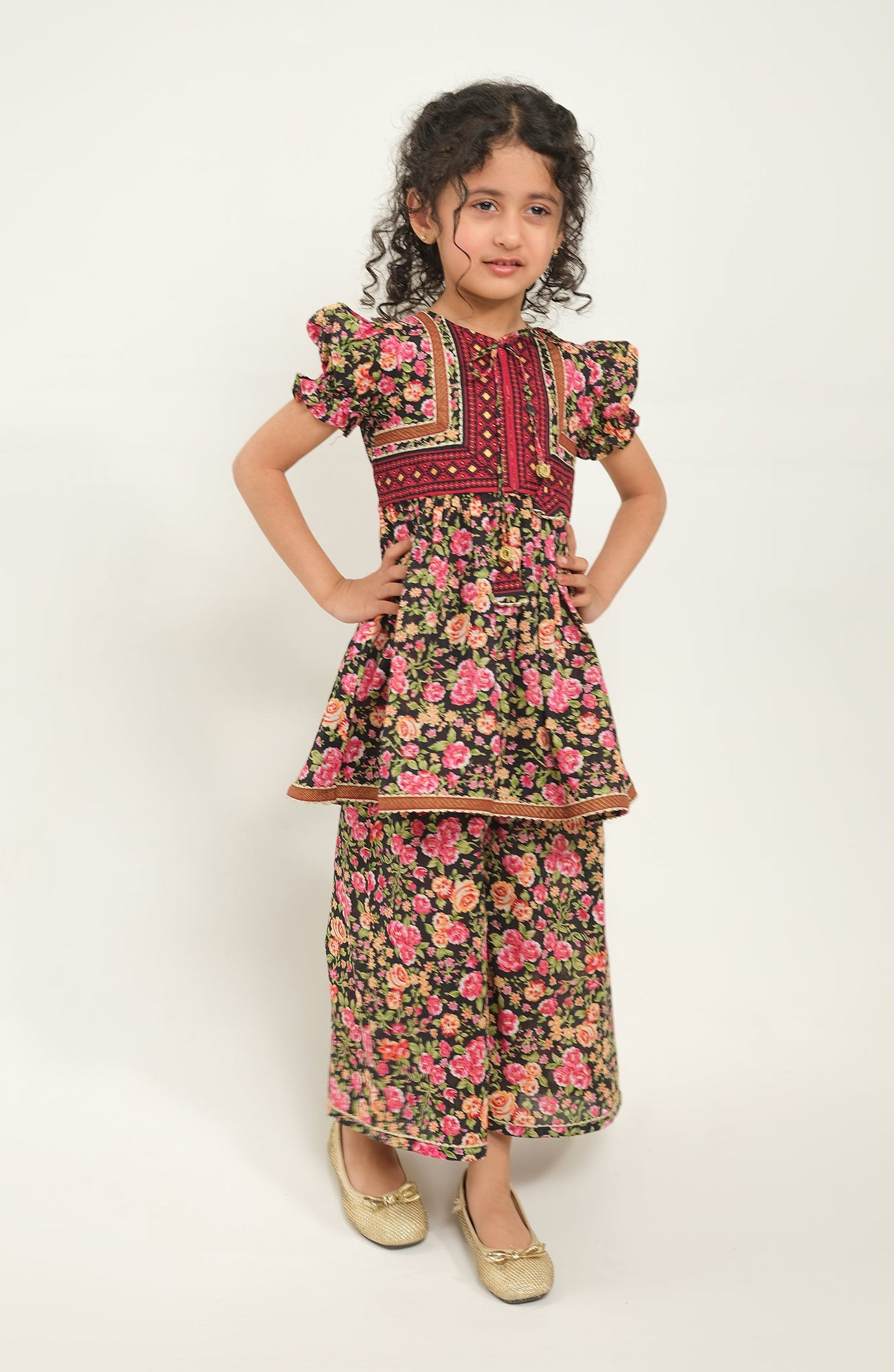 Girls Vintage Roses 2 Piece Suit