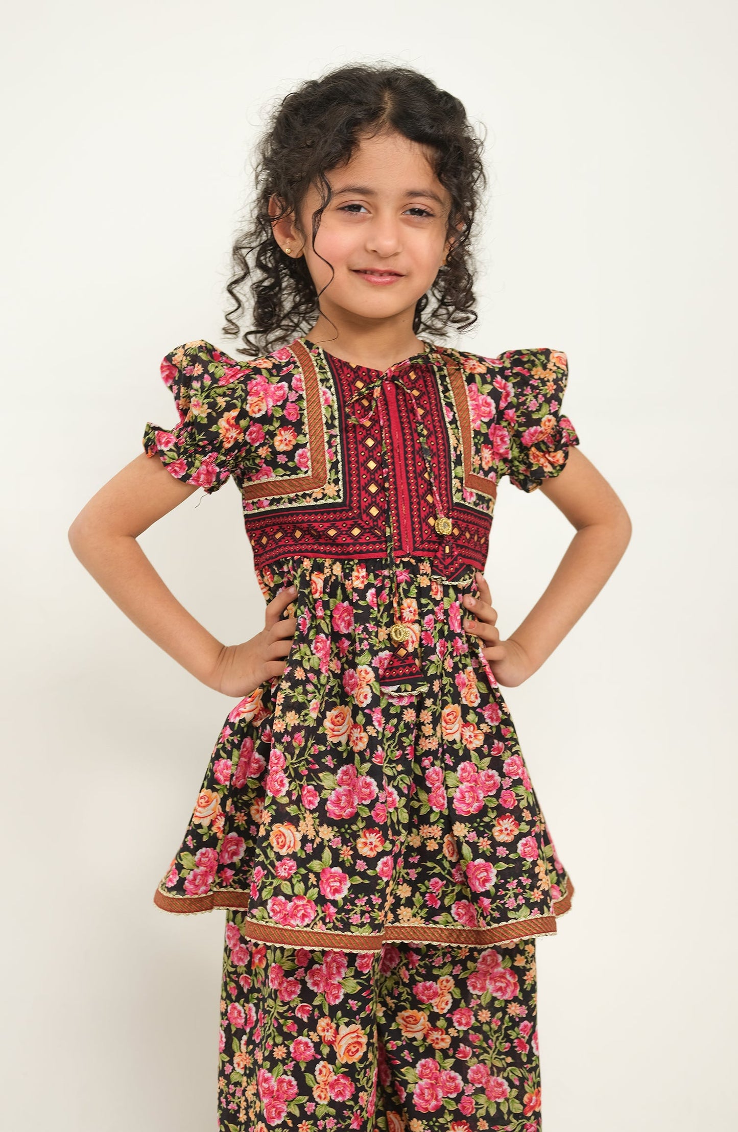 Girls Vintage Roses 2 Piece Suit
