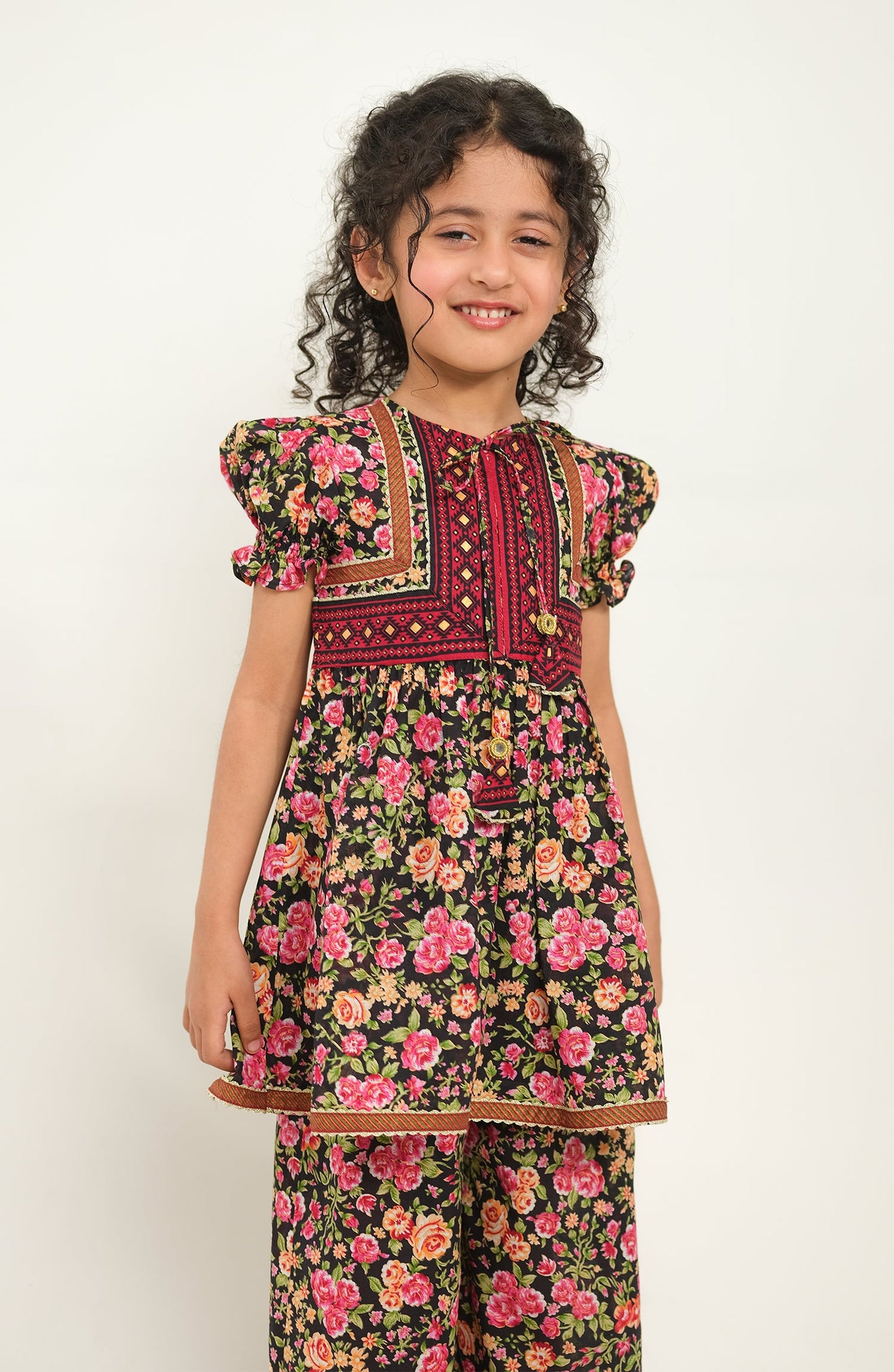 Girls Vintage Roses 2 Piece Suit