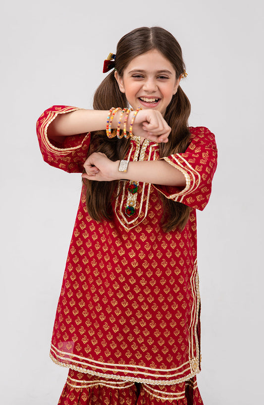 Girl Red Ruby 2 Piece Suit