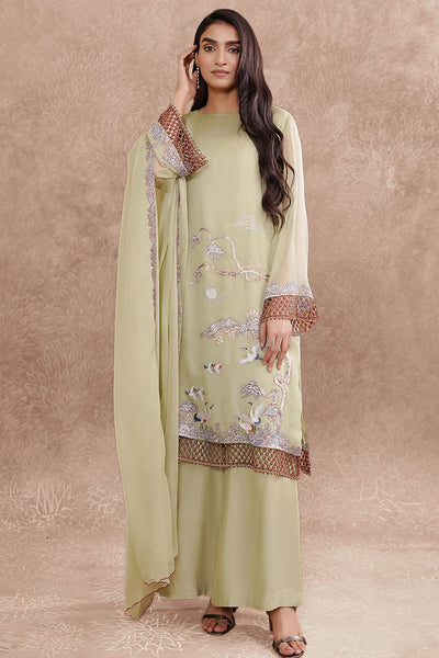 2 Piece - Embroidered Pure Chiffon Suit - MC1204-5 - Shop Now at Kayseria