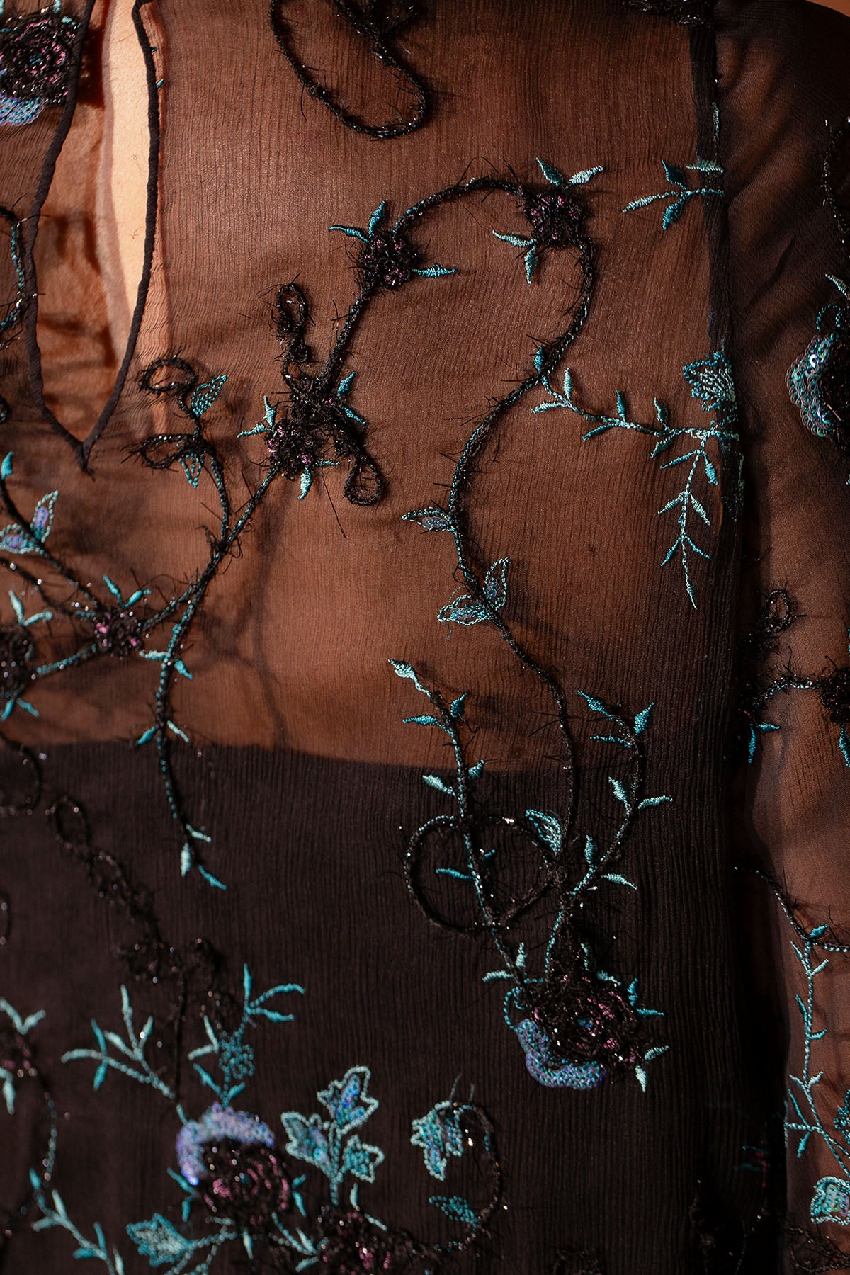 4 Piece - Embroidered Pure Chiffon Suit - MC2028