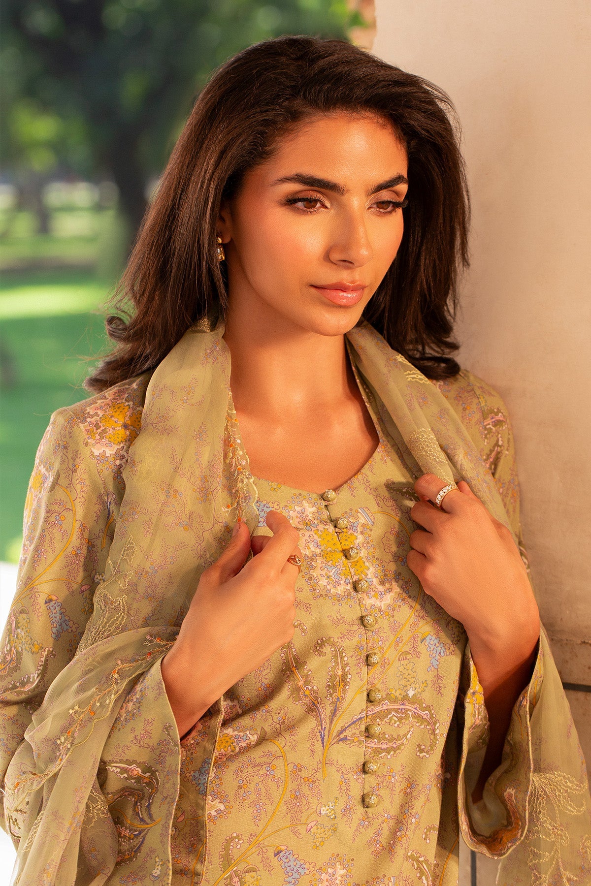 3 Piece - Printed & Embroidered Suit - MC2100