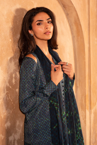 3 Piece - Printed Raw Silk Suit - MC2107 - Shop Now at Kayseria