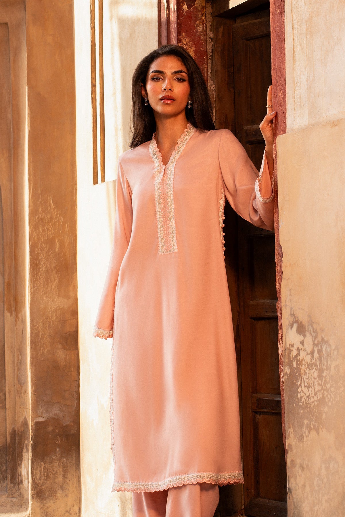 2 Piece - Embroidered Raw Silk Suit - MCP2011 - Shop Now at Kayseria