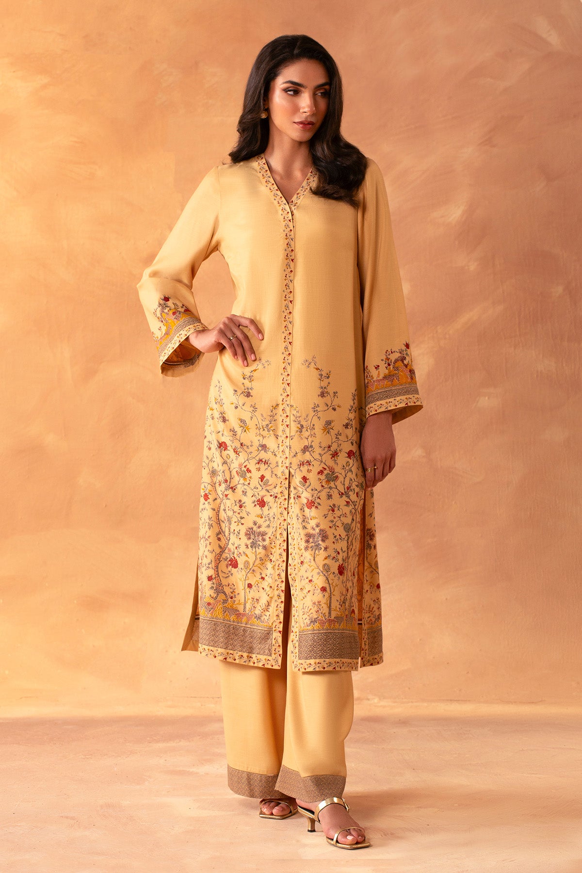 2 Piece - Hand Screen Printed Raw Silk Suit - MCP2032 - Shop Now at Kayseria