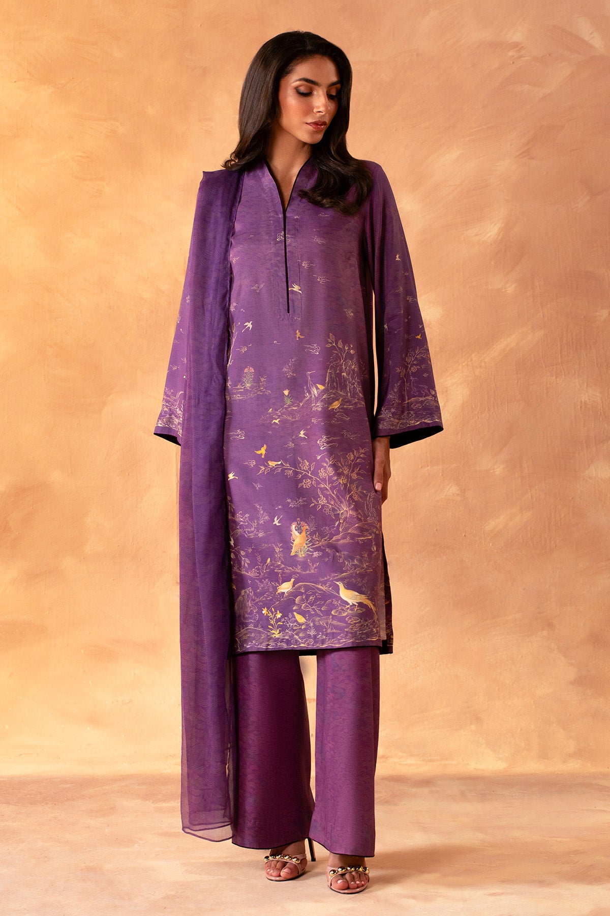 3 Piece -  Printed Pk Raw Silk Suit - MCP2034 - Shop Now at Kayseria