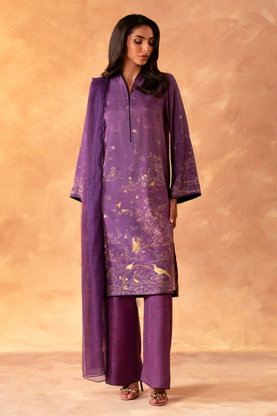 3 Piece -  Printed Pk Raw Silk Suit - MCP2034 - Shop Now at Kayseria