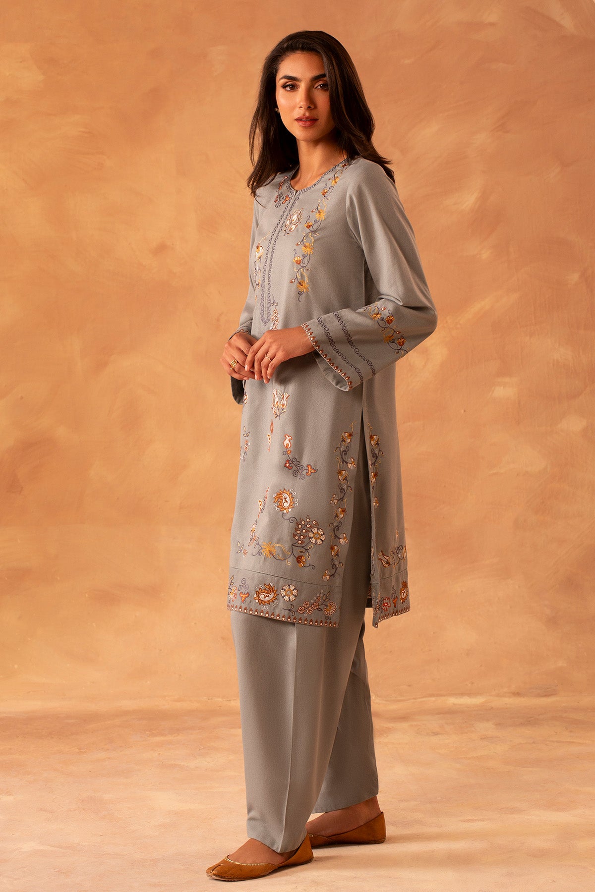 2 Piece - Dyed & Embroidered Karandi Suit - MCP2044-1 - Shop Now at Kayseria