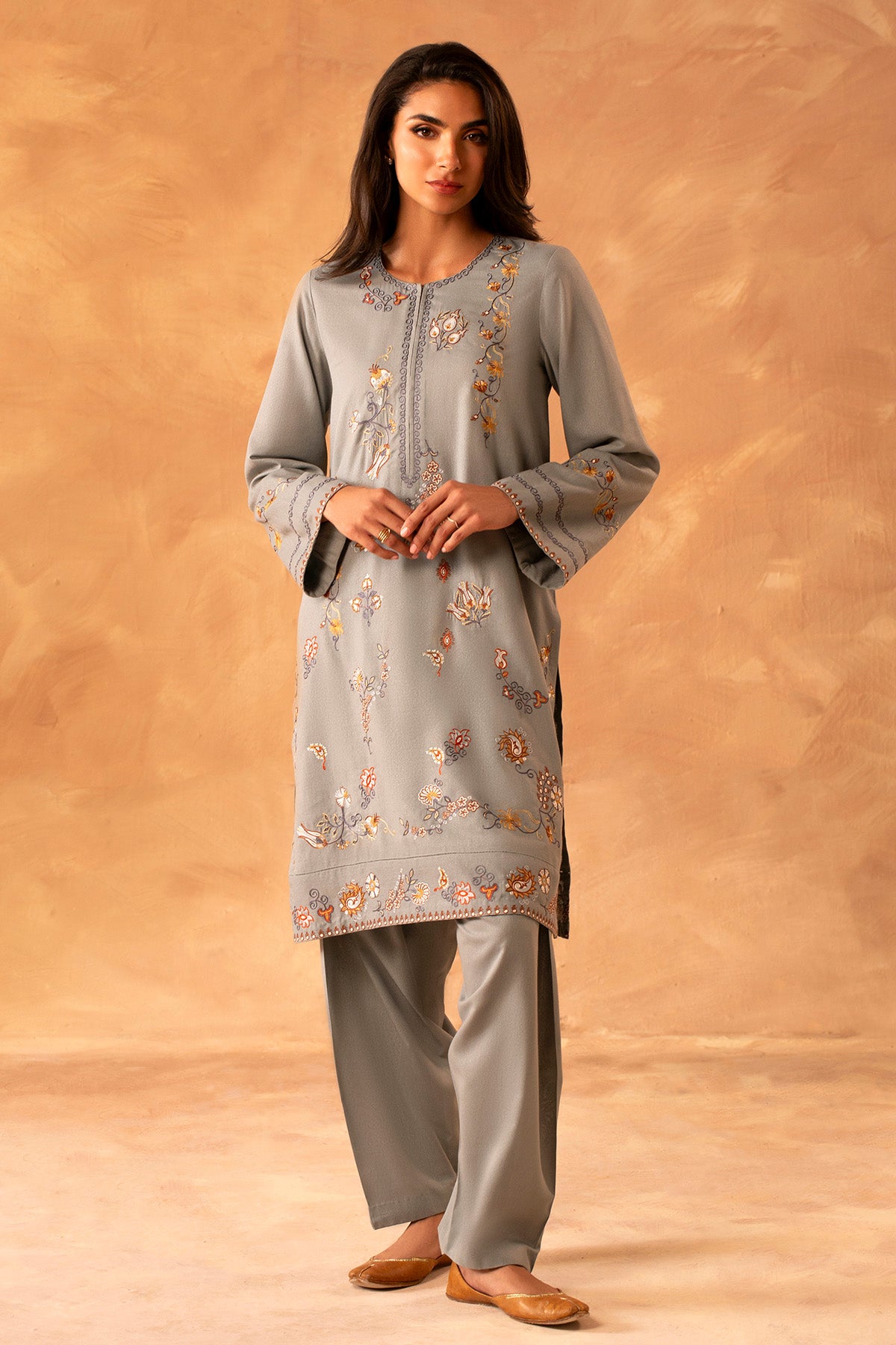 2 Piece - Dyed & Embroidered Karandi Suit - MCP2044-1 - Shop Now at Kayseria