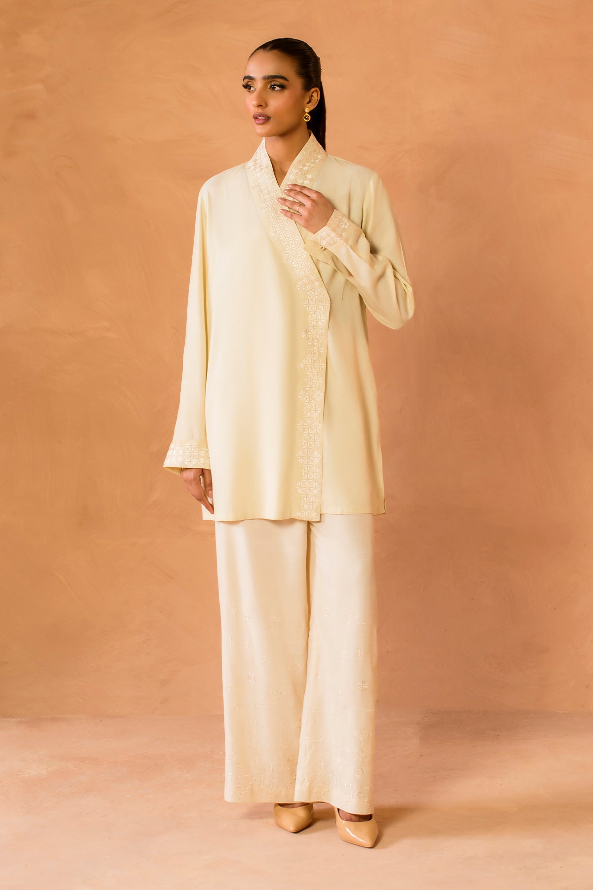 2 Piece - Embroidered Raw Silk Suit - MCP2058 - Shop Now at Kayseria