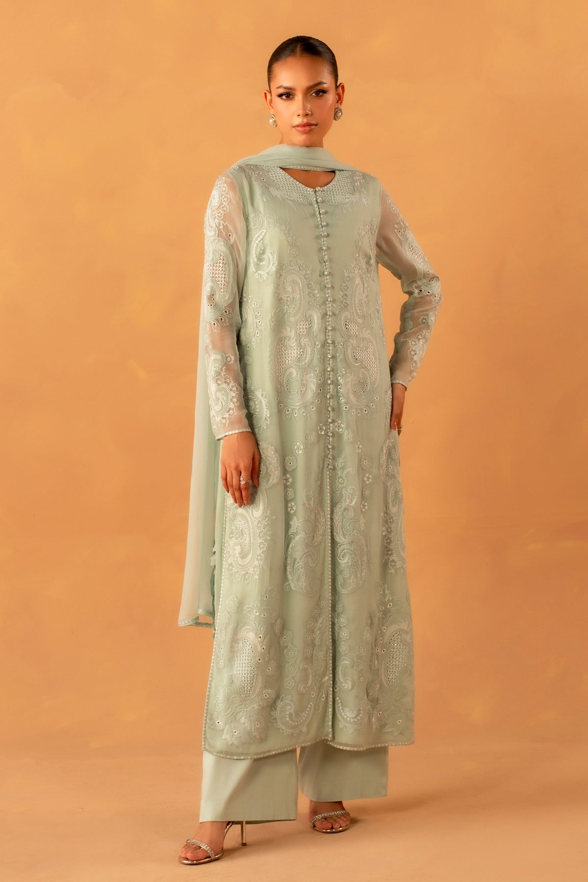 BEMBERG CHIFFON | EMBROIDERED