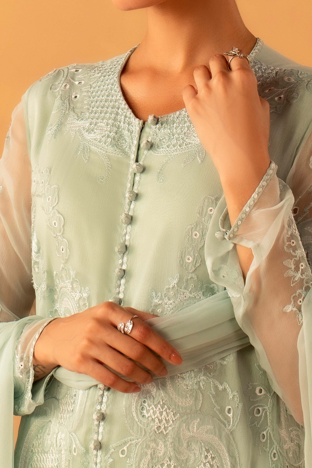 BEMBERG CHIFFON | EMBROIDERED