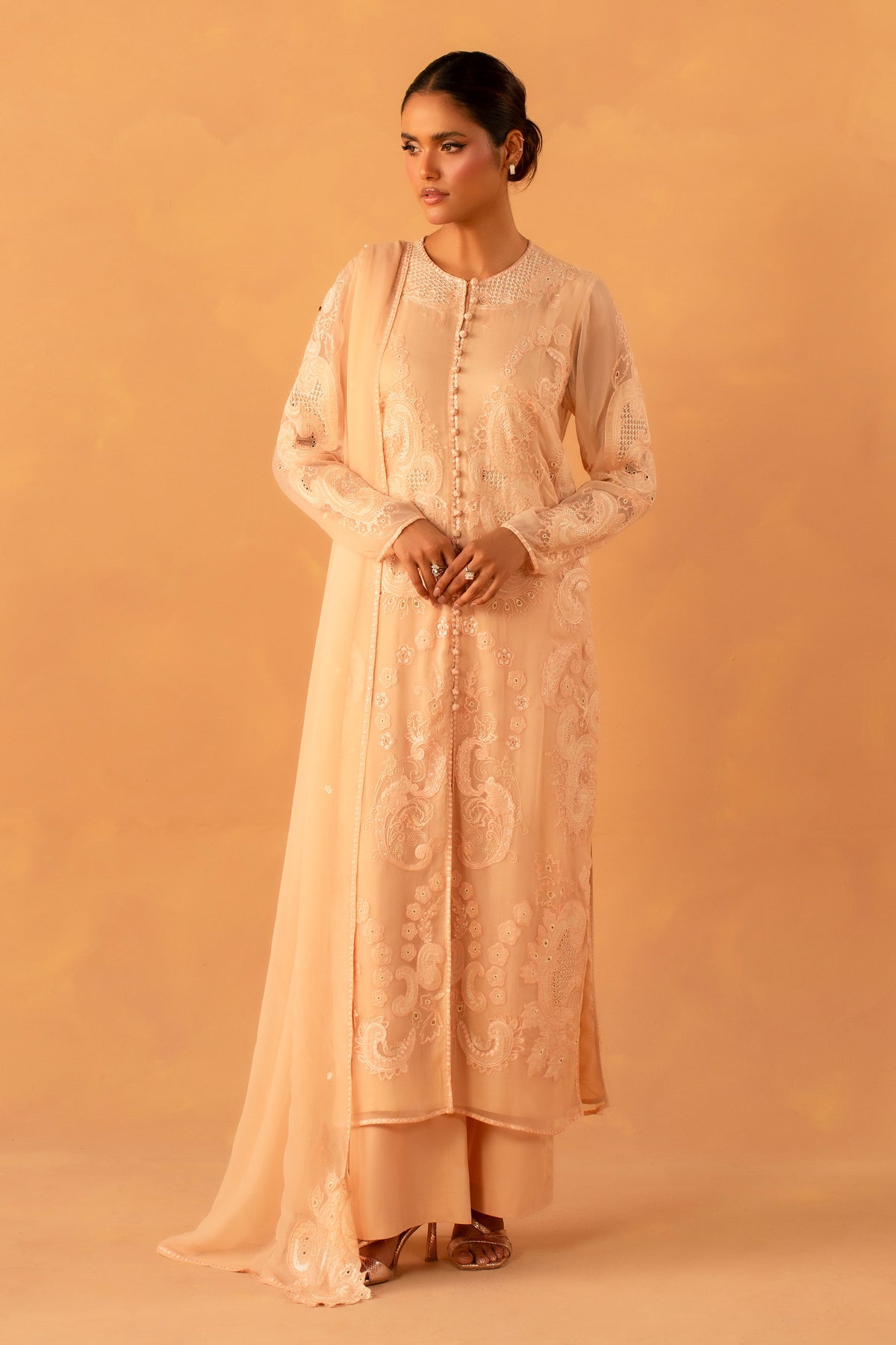 BEMBERG CHIFFON | EMBROIDERED