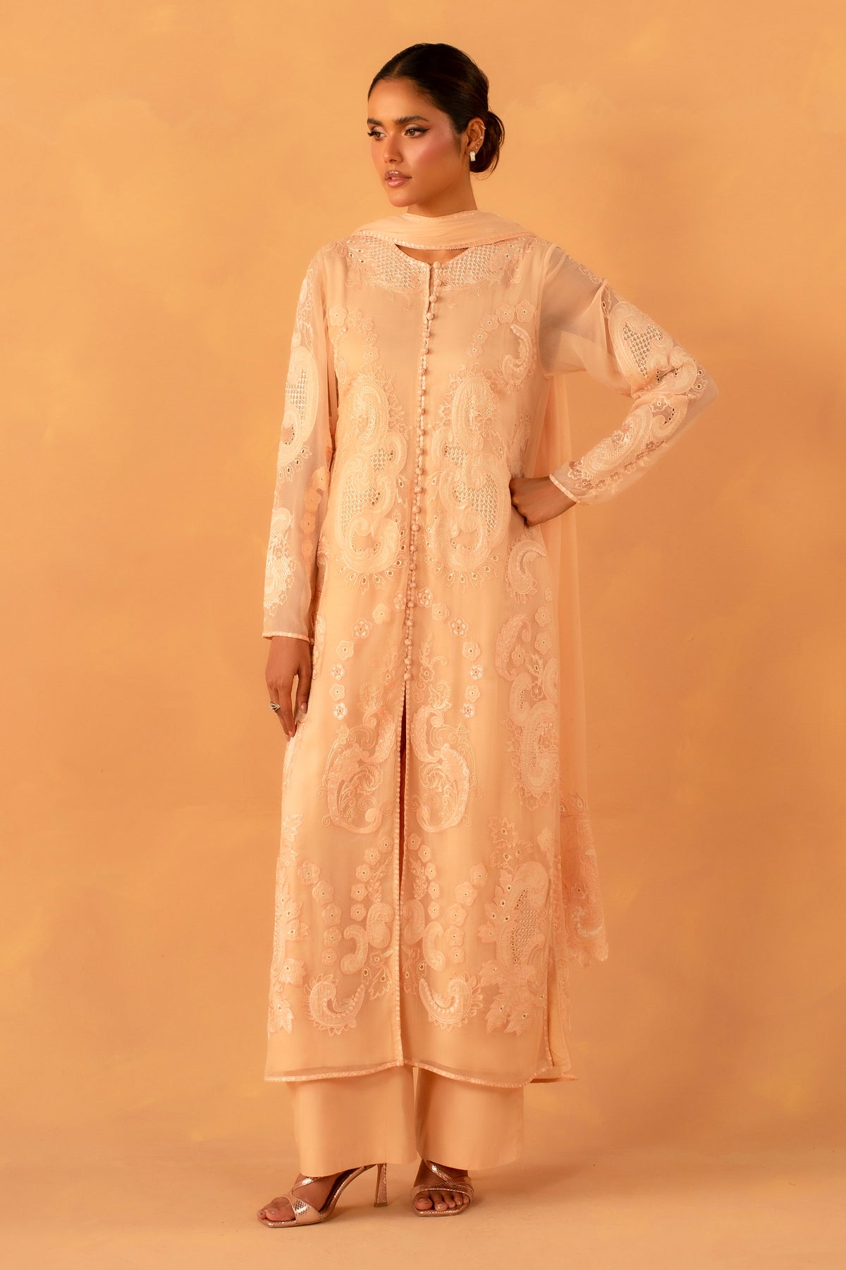 BEMBERG CHIFFON | EMBROIDERED
