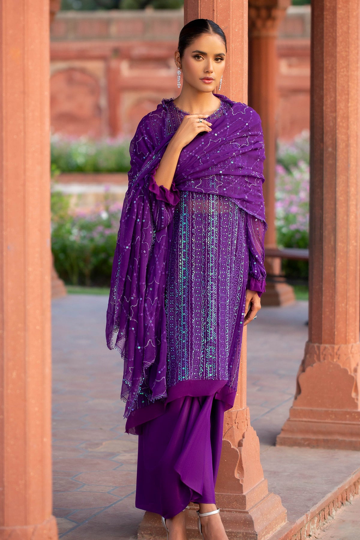 BEMBERG CHIFFON | EMBROIDERED