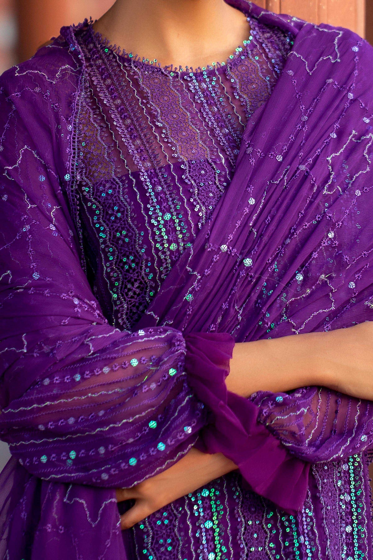 BEMBERG CHIFFON | EMBROIDERED