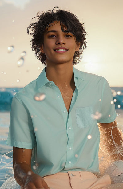 Half Sleeve Shirt In Oxford - MWF703A124 - Shop Now at Leisure Club