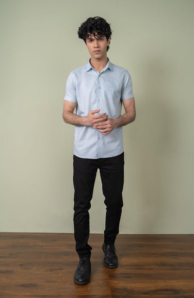 Half Sleeve Shirt In Oxford - MWF703C124 - Shop Now at Leisure Club