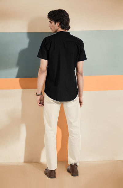 Band Collar Half Sleeves Shirt - MWF707B124 - Shop Now at Leisure Club