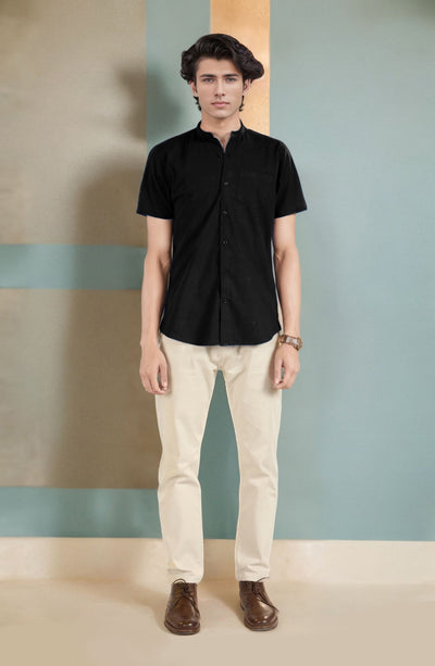 Band Collar Half Sleeves Shirt - MWF707B124 - Shop Now at Leisure Club