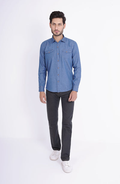 Patch Pocket Denim Shirt - MWF714123 - Shop Now at Leisure Club