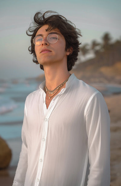 Cotton Linen Shirt In White - MWF714A124 - Shop Now at Leisure Club