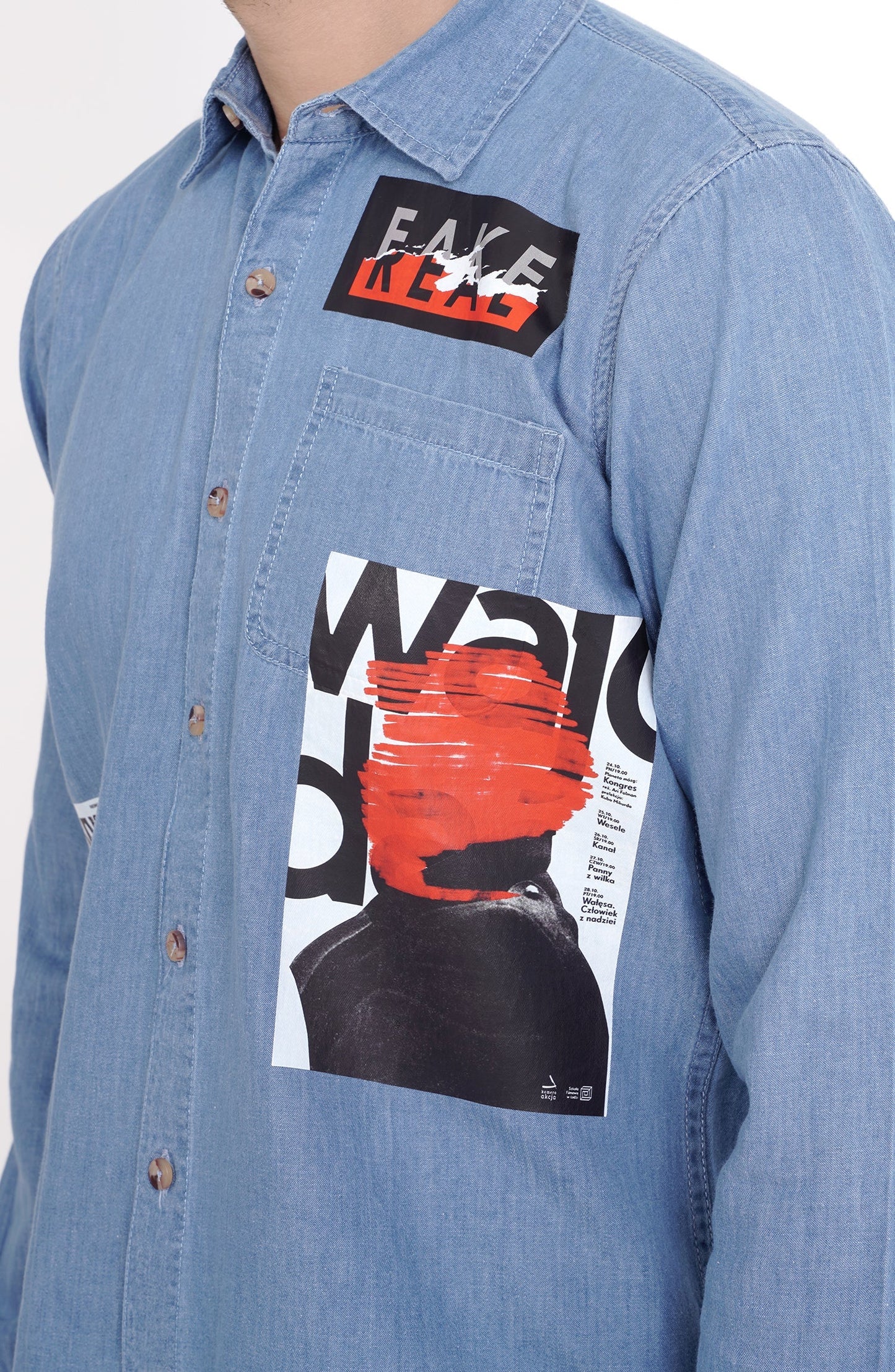 Grunge Print Denim Shirt