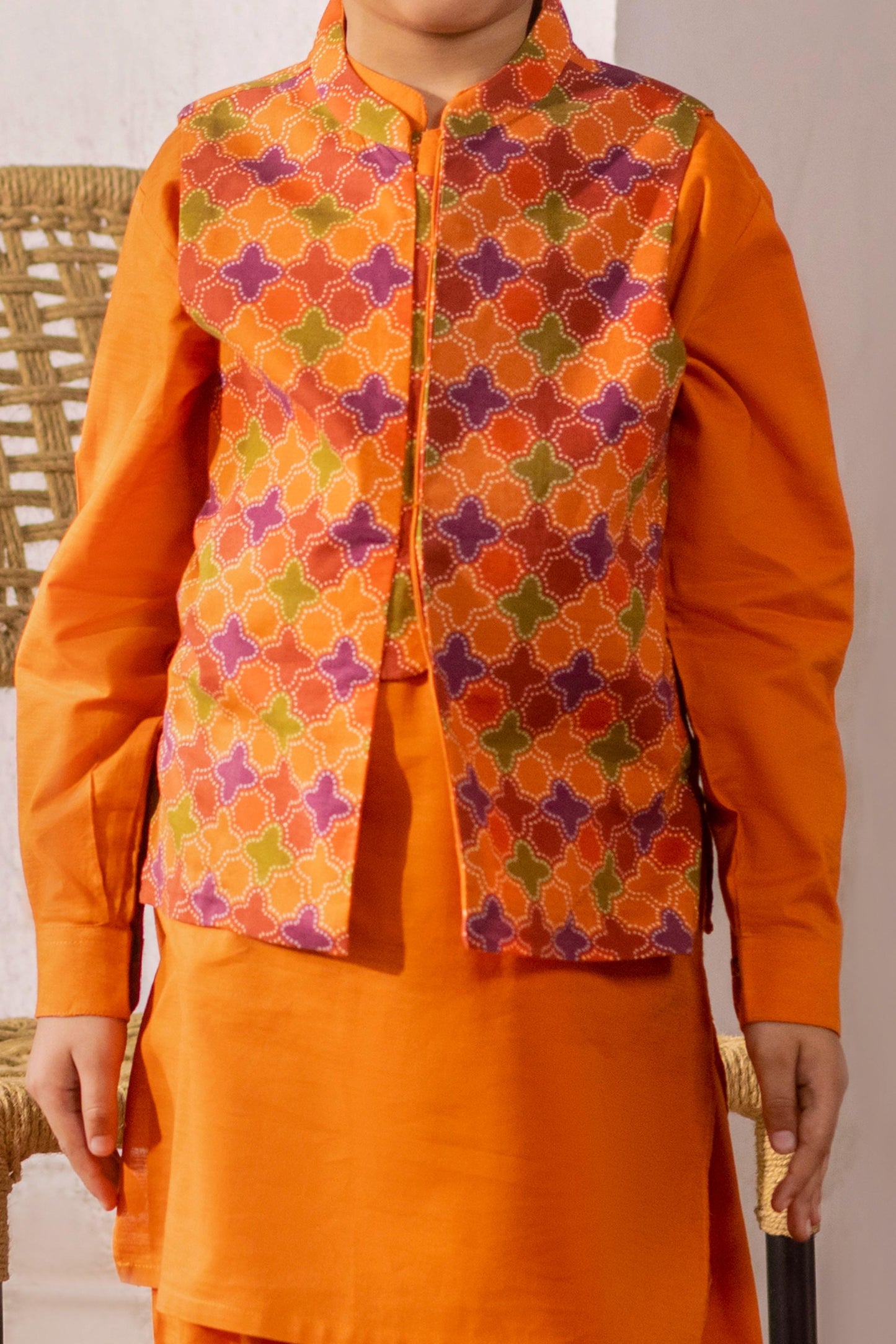 Printed Waistcoat 3 Piece Suit - SIS812225