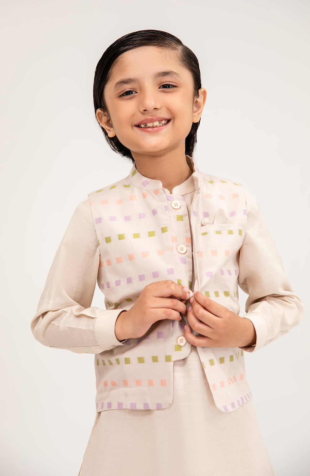 Boys Printed Waistcoat 3 Piece Suit