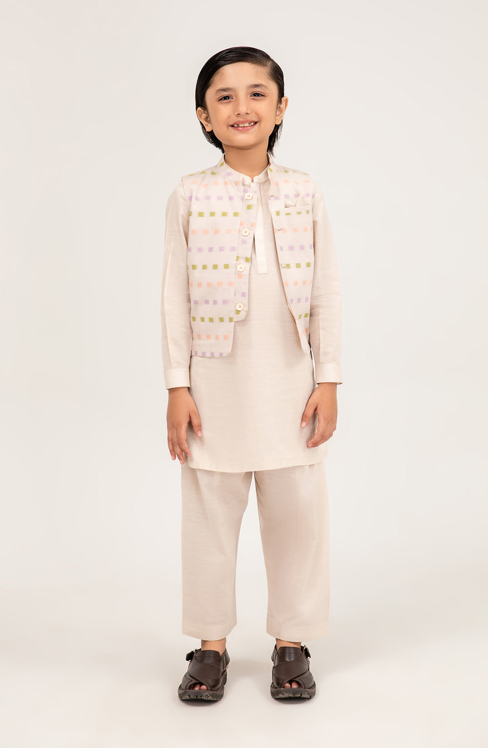 Baby Boys Printed Waistcoat 3 Piece Suit - SIS701125