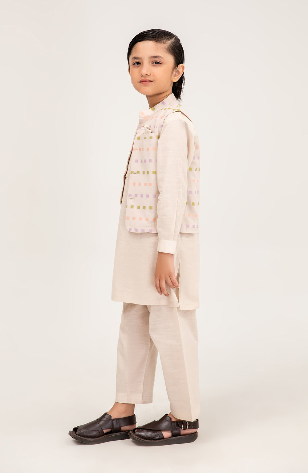Boys Printed Waistcoat 3 Piece Suit